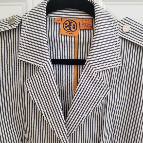 Tory Burch Grey and White Striped Blazer - Picture 4 of 6